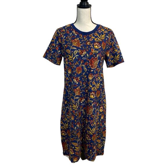 Appleseed’s Navy and Rust Floral Knit Shift Dress Size Medium - Picture 1 of 7